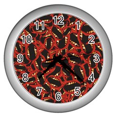 Ugly Open Mouth Graphic Motif Print Pattern Wall Clock (silver) by dflcprintsclothing