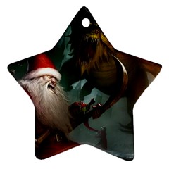 A Santa Claus Standing In Front Of A Dragon Ornament (star) by bobilostore