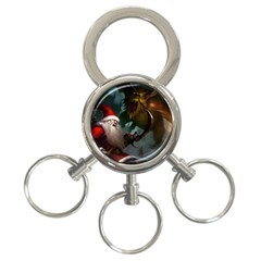 A Santa Claus Standing In Front Of A Dragon 3-ring Key Chain by bobilostore