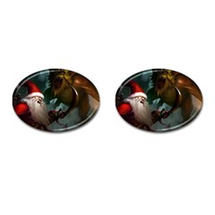 A Santa Claus Standing In Front Of A Dragon Cufflinks (oval) by bobilostore