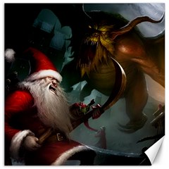 A Santa Claus Standing In Front Of A Dragon Canvas 12  X 12  by bobilostore