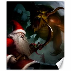 A Santa Claus Standing In Front Of A Dragon Canvas 20  X 24  by bobilostore