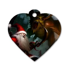 A Santa Claus Standing In Front Of A Dragon Dog Tag Heart (one Side) by bobilostore