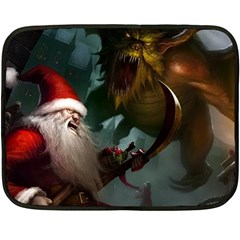 A Santa Claus Standing In Front Of A Dragon Fleece Blanket (mini) by bobilostore