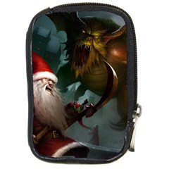 A Santa Claus Standing In Front Of A Dragon Compact Camera Leather Case by bobilostore