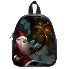 A Santa Claus Standing In Front Of A Dragon School Bag (small) by bobilostore