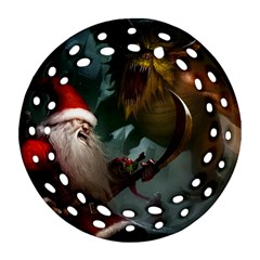 A Santa Claus Standing In Front Of A Dragon Ornament (round Filigree) by bobilostore