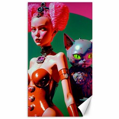 Aesthetic Women And Cat Cyborg Canvas 40  X 72  by EmporiumofGoods