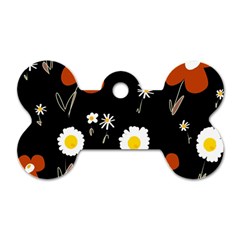 Daisy Flowers Brown White Yellow Black  Dog Tag Bone (two Sides)