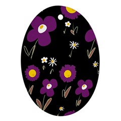 Daisy Chain Purple Oval Ornament (two Sides) by Mazipoodles
