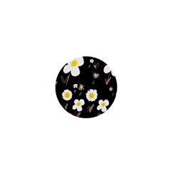 Daisy Flowers White Yellow Black  1  Mini Magnets by Mazipoodles