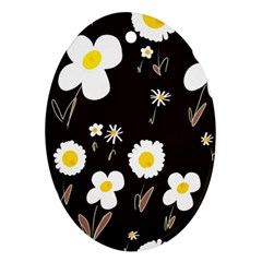 Daisy Flowers White Yellow Black  Ornament (oval)