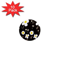 Daisy Flowers White Yellow Black  1  Mini Magnet (10 Pack) 