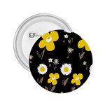 Daisy Flowers White Yellow Brown Black 2.25  Buttons Front
