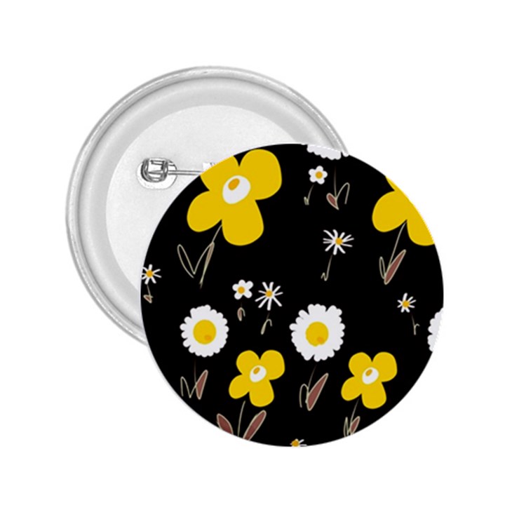Daisy Flowers White Yellow Brown Black 2.25  Buttons