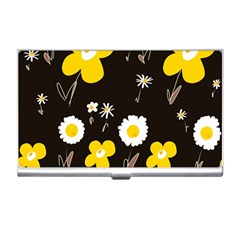 Daisy Flowers White Yellow Brown Black Business Card Holder