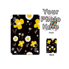 Daisy Flowers White Yellow Brown Black Playing Cards 54 Designs (mini)