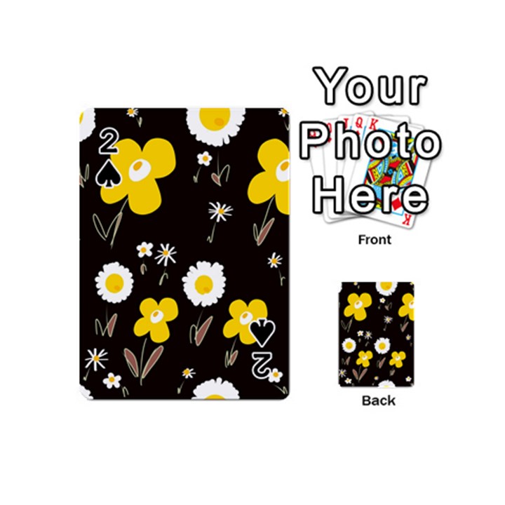 Daisy Flowers White Yellow Brown Black Playing Cards 54 Designs (Mini)