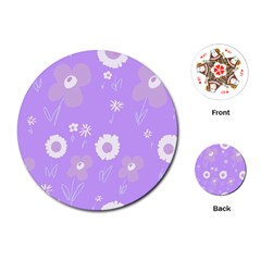 Daisy Flowers Lilac White Lavender Purple Playing Cards Single Design (Round)