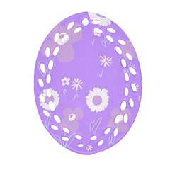 Daisy Flowers Lilac White Lavender Purple Ornament (Oval Filigree)