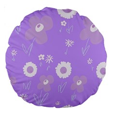 Daisy Flowers Lilac White Lavender Purple Large 18  Premium Round Cushions