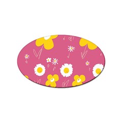 Daisy Flowers Yellow White Dusty Dark Blush Pink Sticker (oval) by Mazipoodles