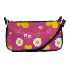 Daisy Flowers Yellow White Dusty Dark Blush Pink Shoulder Clutch Bag by Mazipoodles