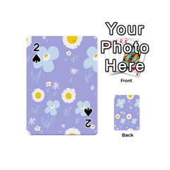Daisy Flowers Blue White Yellow Lavender Playing Cards 54 Designs (mini) by Mazipoodles