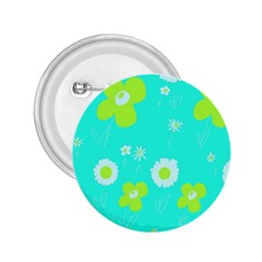 Daisy Flowers Lime Green White Turquoise  2 25  Buttons