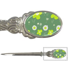 Daisy Flowers Lime Green White Forest Green  Letter Opener by Mazipoodles