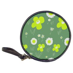 Daisy Flowers Lime Green White Forest Green  Classic 20-cd Wallets by Mazipoodles