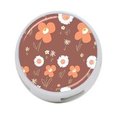 Daisy Flowers Coral White Green Brown  4-port Usb Hub (one Side) by Mazipoodles