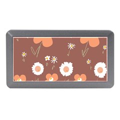 Daisy Flowers Coral White Green Brown  Memory Card Reader (mini) by Mazipoodles