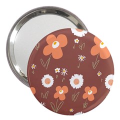 Daisy Flowers Coral White Green Brown  3  Handbag Mirrors by Mazipoodles