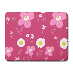 Daisy Flowers Pink White Yellow Dusty Pink Small Mousepad by Mazipoodles