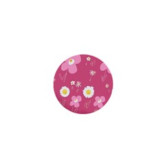 Daisy Flowers Pink White Yellow Dusty Pink 1  Mini Buttons by Mazipoodles