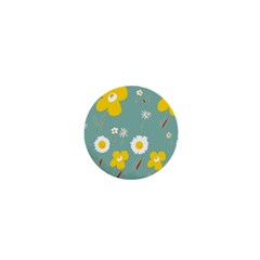 Daisy Flowers Yellow White Brown Sage Green  1  Mini Buttons