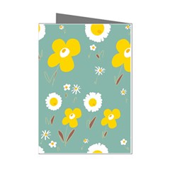 Daisy Flowers Yellow White Brown Sage Green  Mini Greeting Cards (pkg Of 8) by Mazipoodles