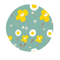 Daisy Flowers Yellow White Brown Sage Green  Mini Round Pill Box by Mazipoodles