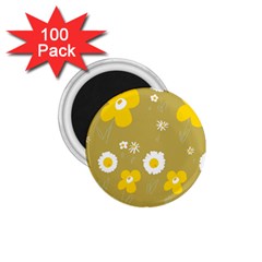 Daisy Flowers Yellow White Olive  1 75  Magnets (100 Pack)  by Mazipoodles