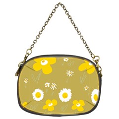 Daisy Flowers Yellow White Olive  Chain Purse (two Sides) by Mazipoodles