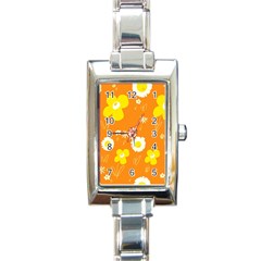 Daisy Flowers Yellow White Orange  Rectangle Italian Charm Watch