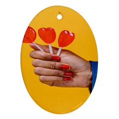 Valentine Day Lolly Candy Heart Oval Ornament (two Sides)