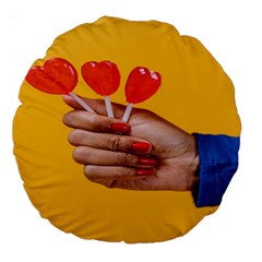 Valentine Day Lolly Candy Heart Large 18  Premium Round Cushions