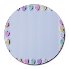 Valentine Day Heart Pattern Capsule Round Mousepad by artworkshop
