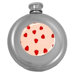 Valentine Day Pattern Logo Heart Round Hip Flask (5 Oz) by artworkshop