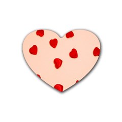 Valentine Day Pattern Logo Heart Rubber Coaster (heart)