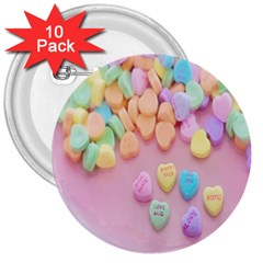 Valentine Day Heart Capsule 3  Buttons (10 Pack)  by artworkshop
