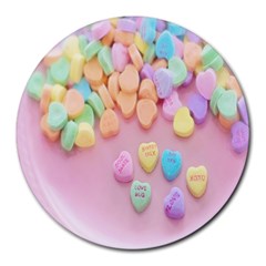 Valentine Day Heart Capsule Round Mousepad by artworkshop