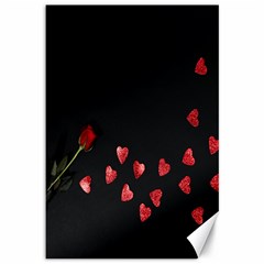 Valentine Day Heart Flower Canvas 12  X 18 